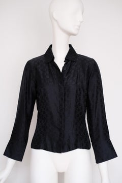 Camisa Gucci x Tom Ford, primavera-verano 1998, con monograma GG y mangas tres cuartos