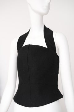 Chanel Karl Lagerfeld Vintage F/W 1999 Runway Wool Halter Top in Black