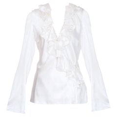 Christian Dior x John Galliano 2008 RARE Bridal Wedding Silk Ruffle Blouse