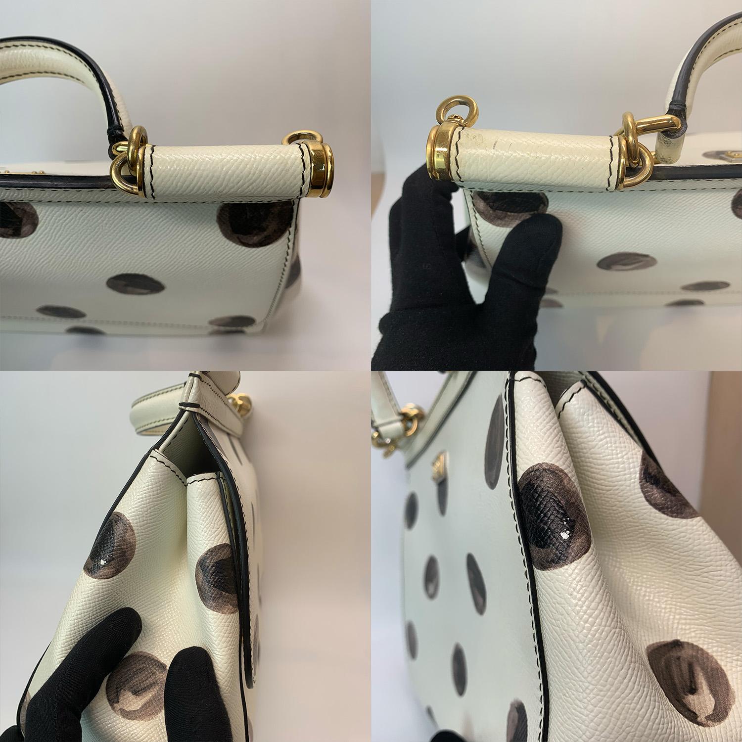Dolce & Gabbana - Borsa grande in pelle di Sicilia con Dot Dot neri in vendita 3