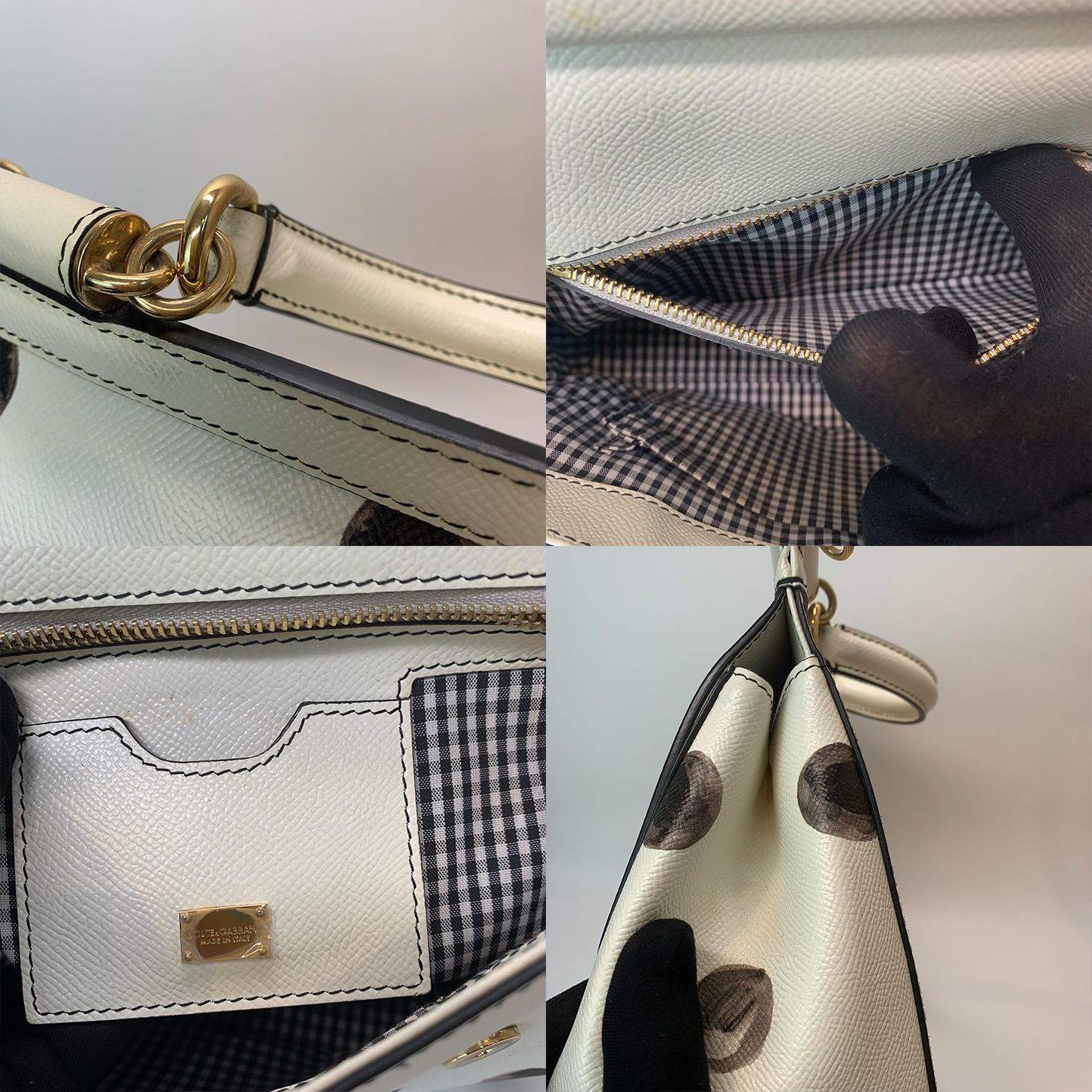 Dolce & Gabbana - Borsa grande in pelle di Sicilia con Dot Dot neri in vendita 4