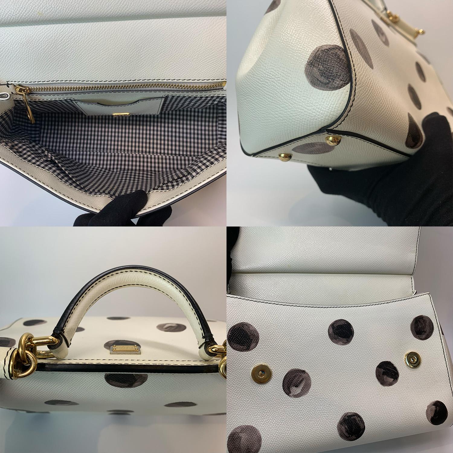 Dolce & Gabbana - Borsa grande in pelle di Sicilia con Dot Dot neri in vendita 1