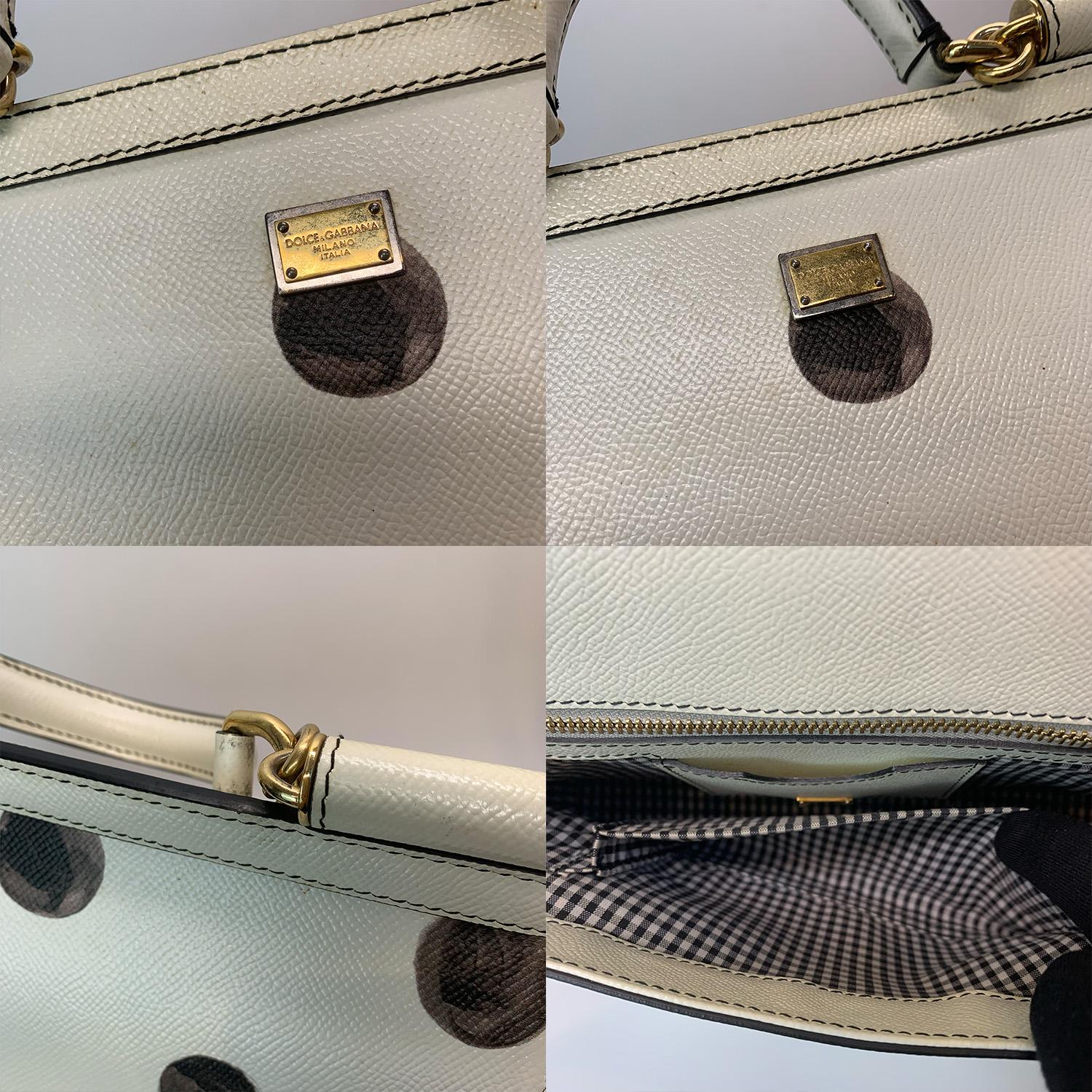 Dolce & Gabbana - Borsa grande in pelle di Sicilia con Dot Dot neri in vendita 2