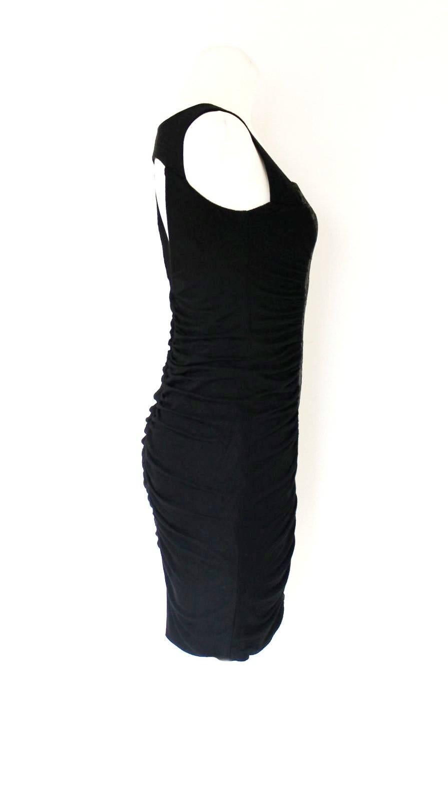 Black Iconic Gianni Versace Couture Draped Bodycon Cutout Dress