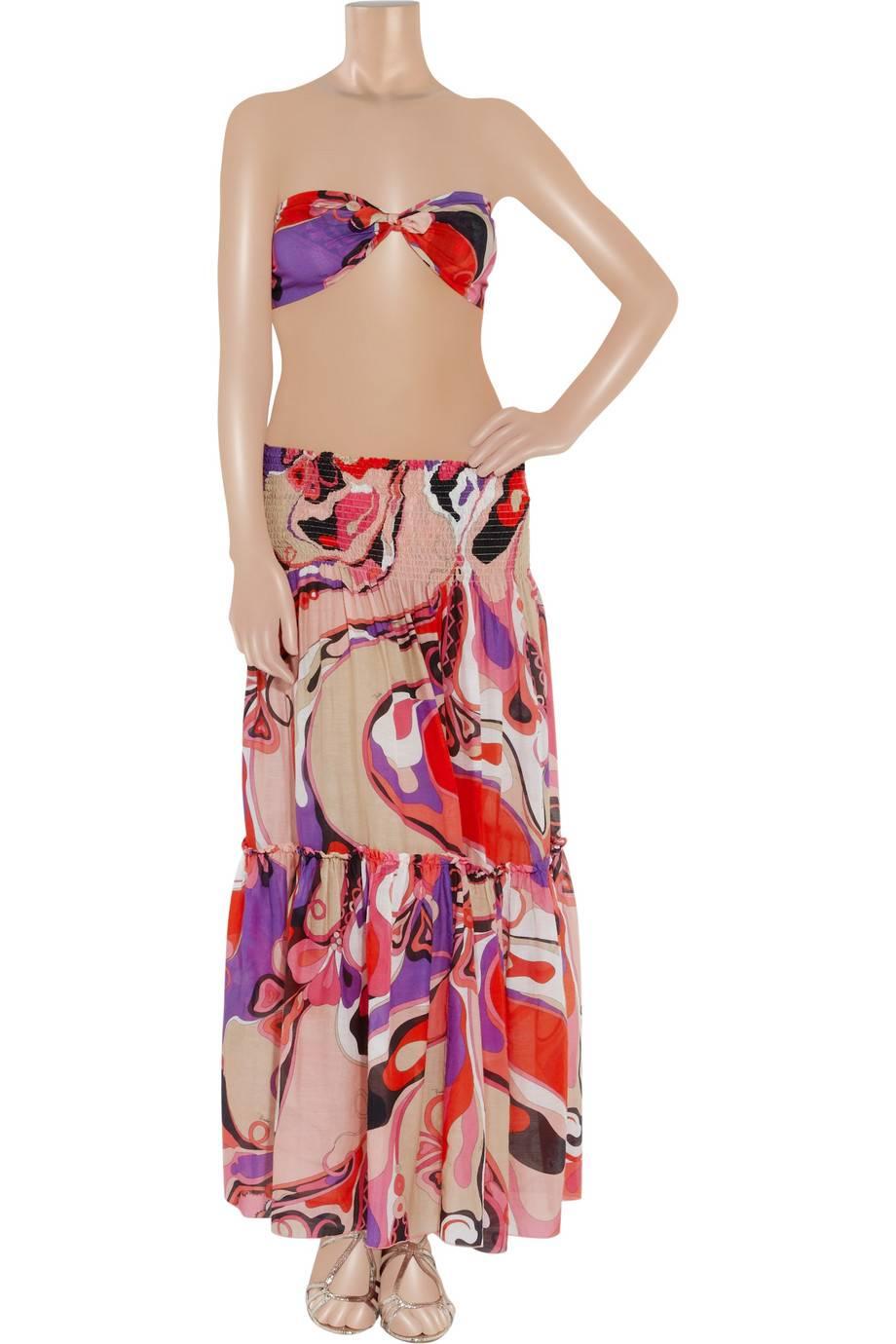 Women's Emilio Pucci Signature Print Ensemble Dress Skirt Scarf Top 