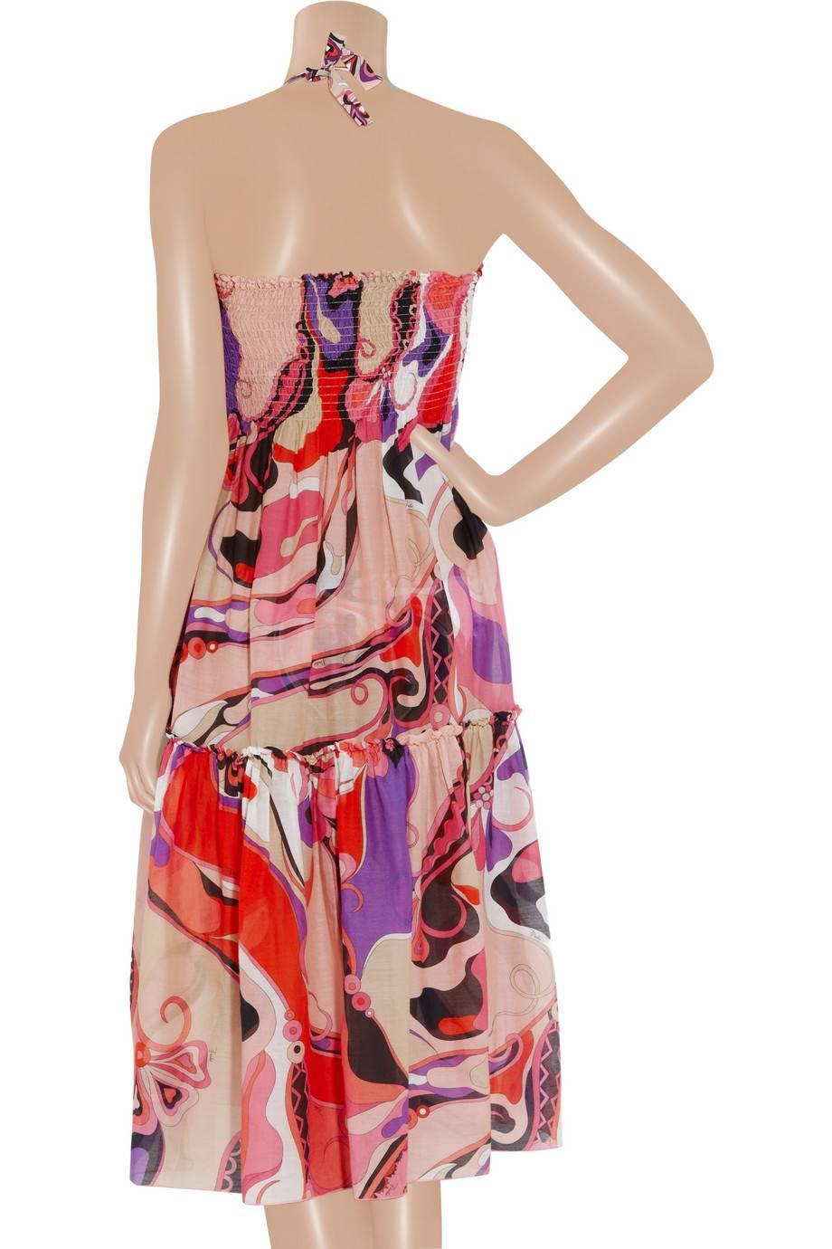 Emilio Pucci Signature Print Ensemble Dress Skirt Scarf Top  In Excellent Condition In Switzerland, CH
