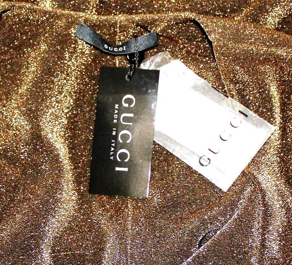 Black UNWORN Gucci By Tom Ford 2000 Metallic Deep Plunging Evening Dress 42 For Sale