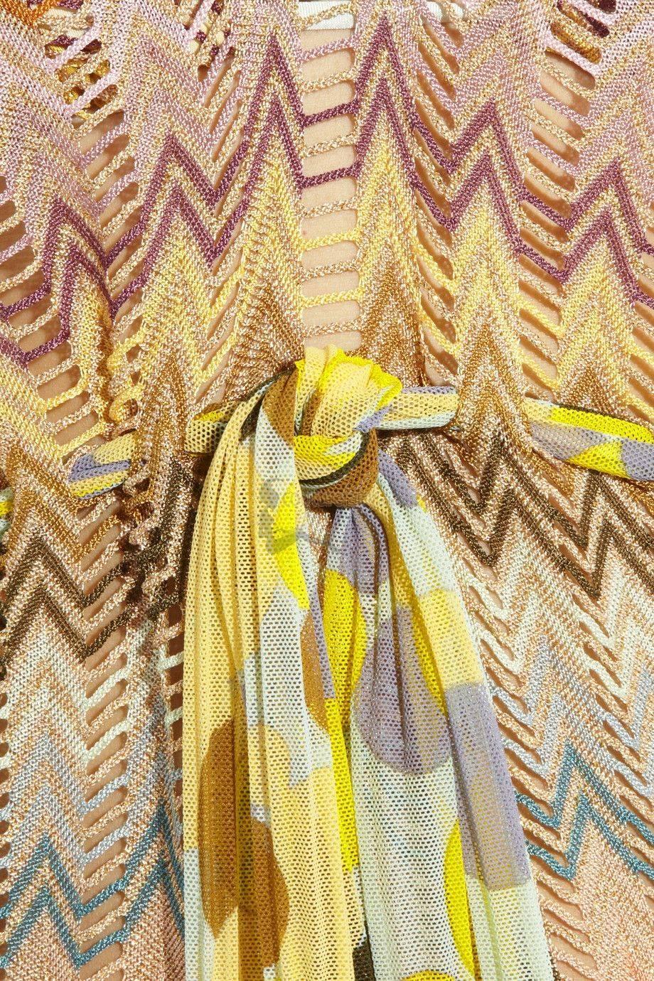 Stunning Missoni Gold Metallic Crochet Knit Kaftan Tunic Dress at 1stdibs