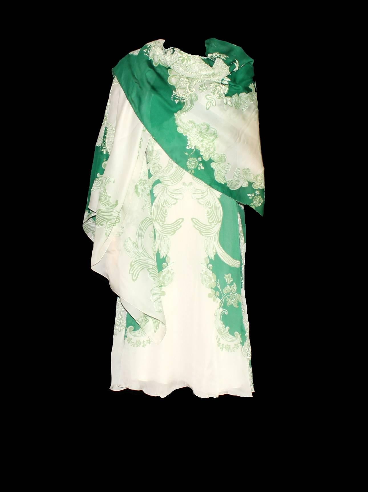 Beige Stunning Roberto Cavalli Silk Dress & Matching XXL Scarf Shawl