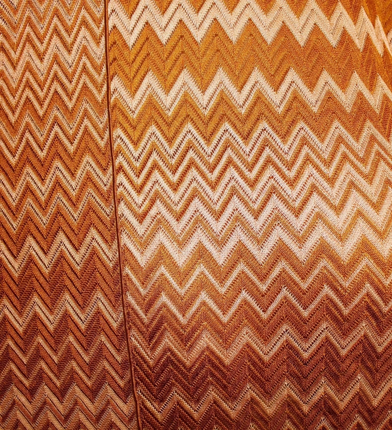 Orange Stunning Missoni Chevron Zigzag Crochet Knit Maxi Kaftan Dress Gown