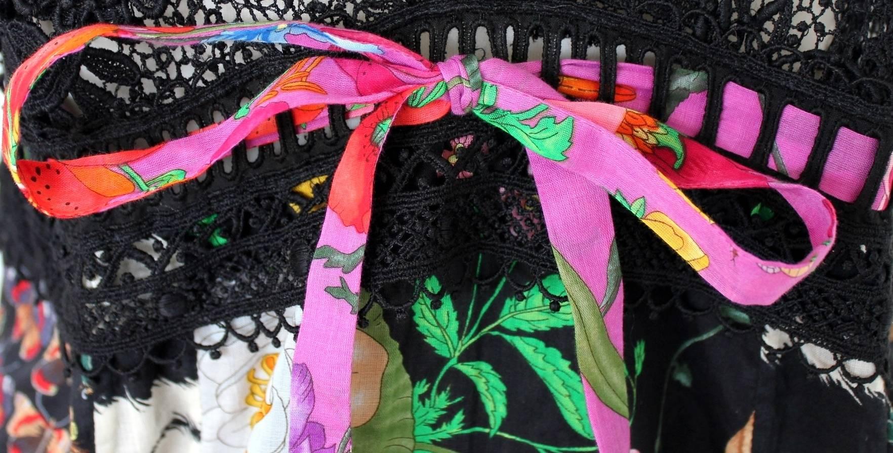 Women's Famous Gucci Flora Print Floral Crochet Knit Macrame Dress