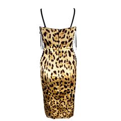 Atemberaubende Dolce & Gabbana Korsett Leopard Gepard Druck Seide Bodycon Kleid