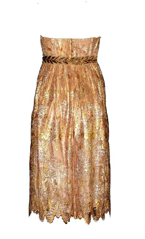 Stunning Dolce and Gabbana Golden Lace Tassel Empire Dress For Sale at