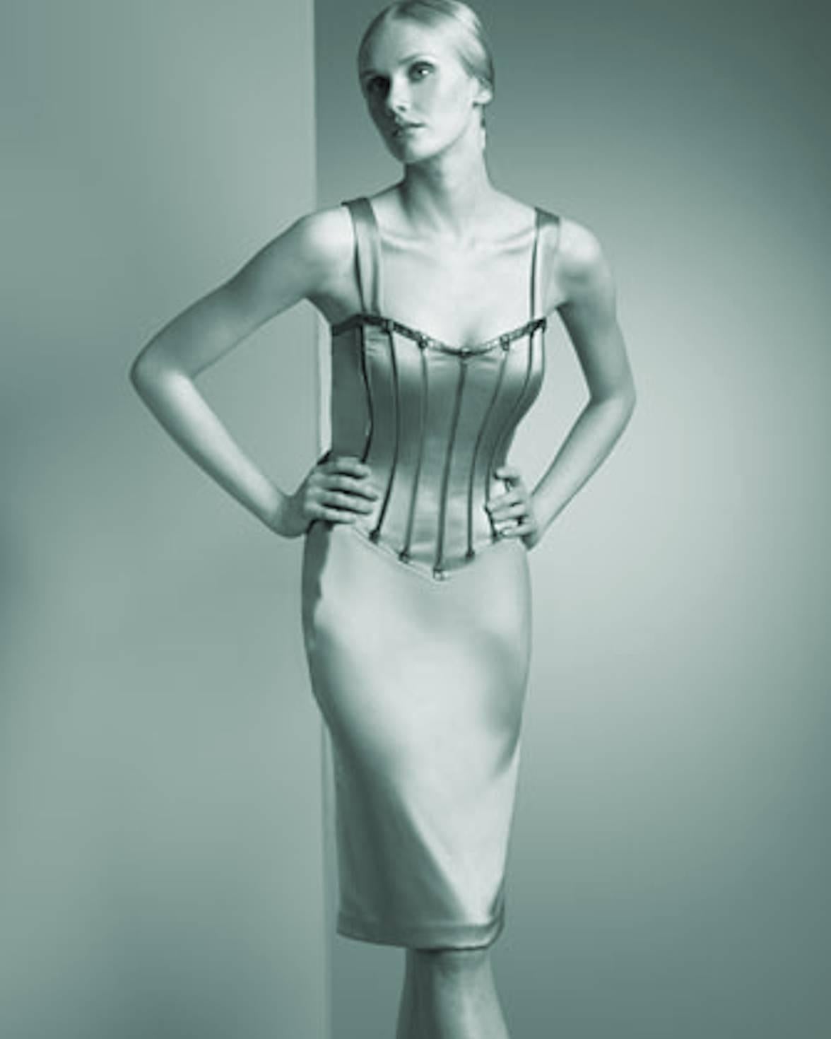 Women's Dolce & Gabbana Silver Grey Stretch Silk Leather Dress