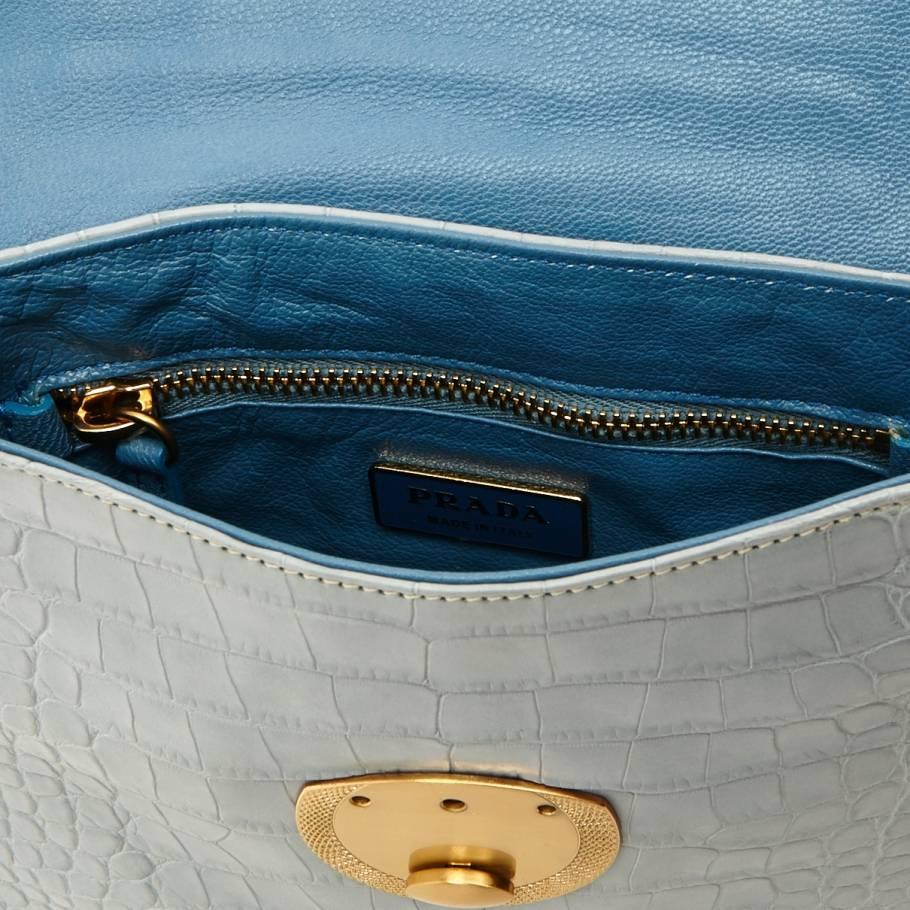 Pale Blue Prada Alligator Tassle Handbag Purse In New Condition In Switzerland, CH