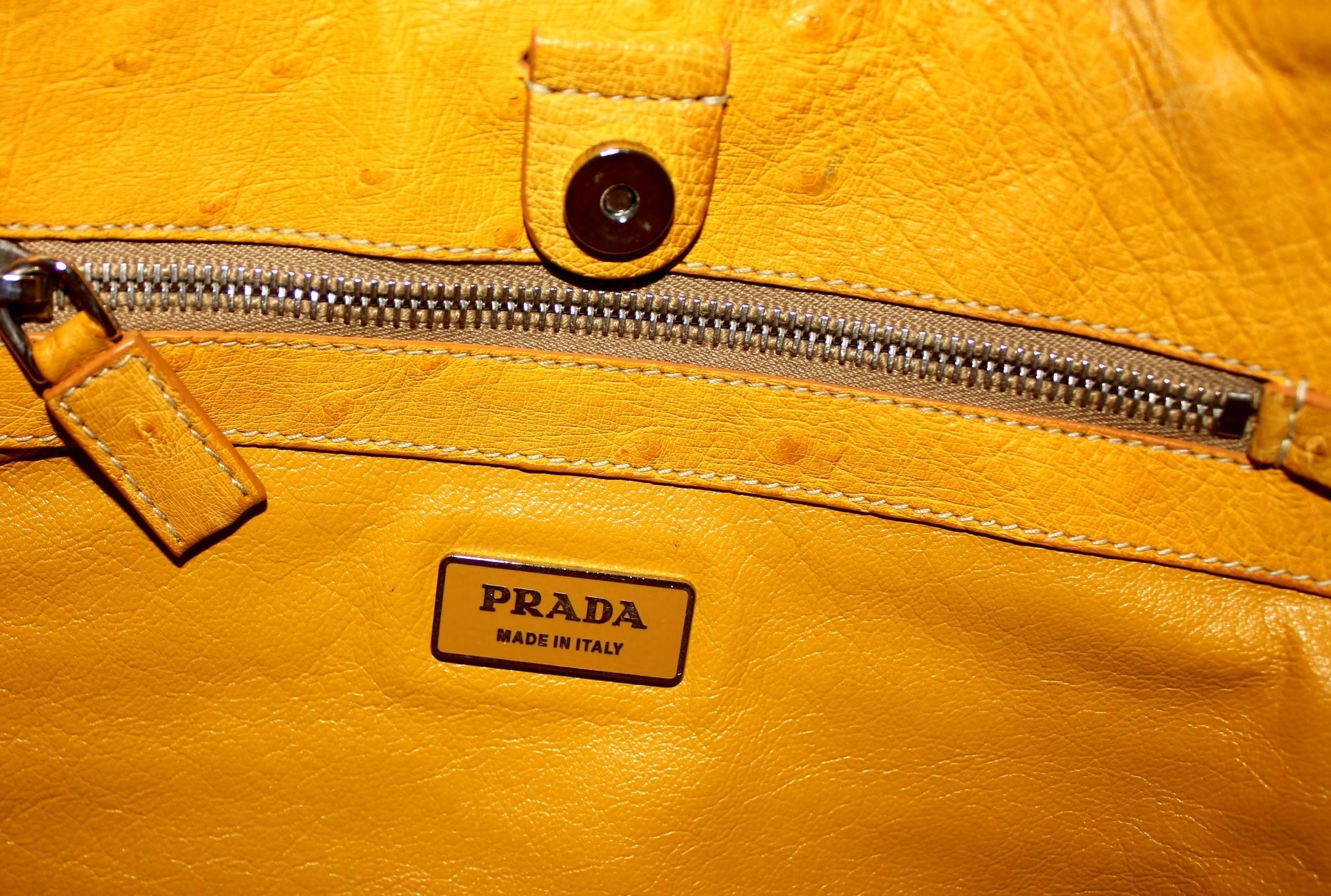 Orange Prada Green Alligator & Yellow Ostrich Skin Handbag