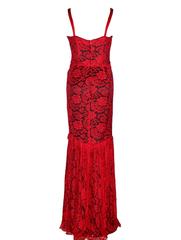 Stunning Dolce Gabbana Red Lace & Silk Evening Gown Maxi Dress