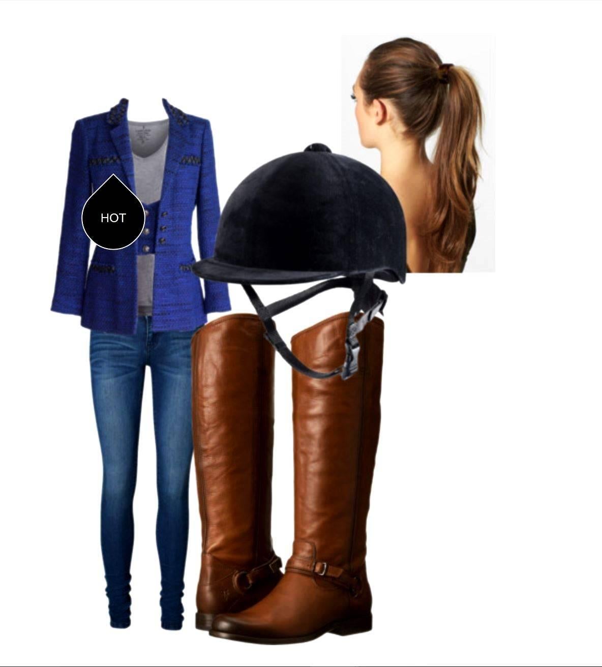 Beautiful Chanel Black & Blue Tweed Riding Jacket Blazer 5