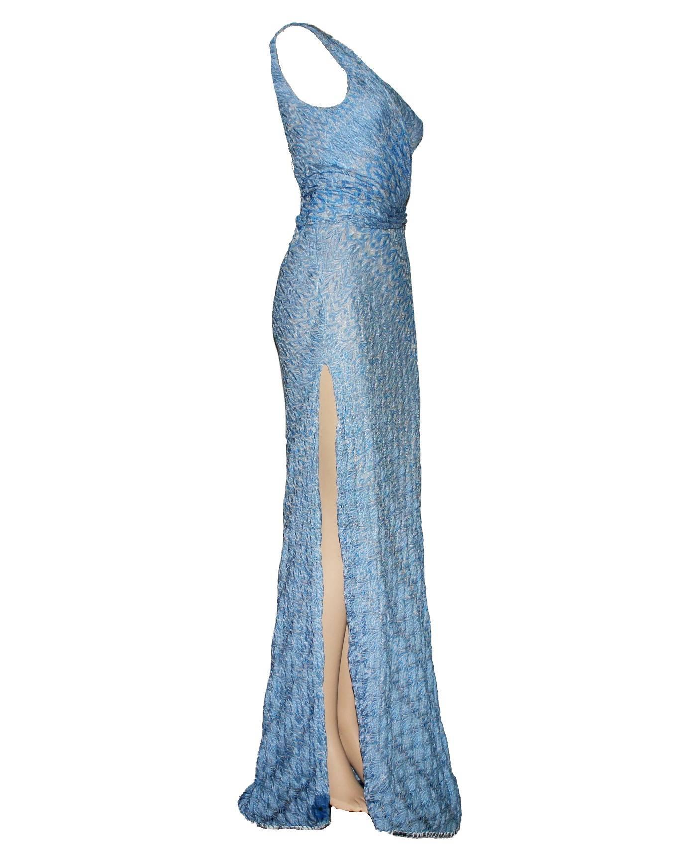 Missoni Aqua Crochet Knit Evening Gown at 1stDibs