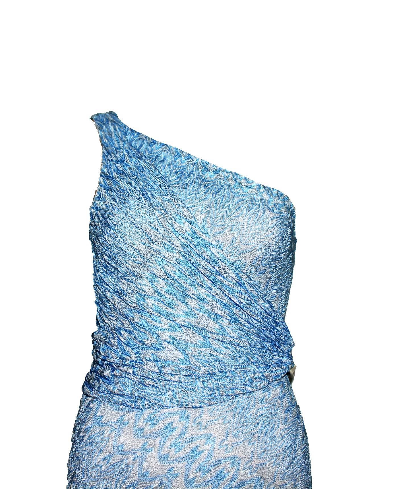 Missoni Aqua Crochet Knit Evening Gown at 1stDibs