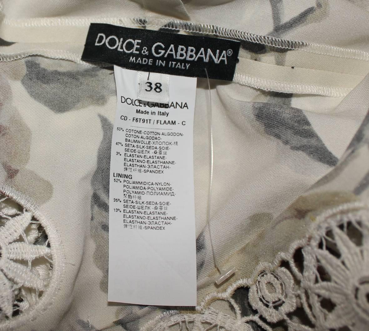 Dolce & Gabbana Floral Silk And Lace Dress Gown In New Condition In Switzerland, CH