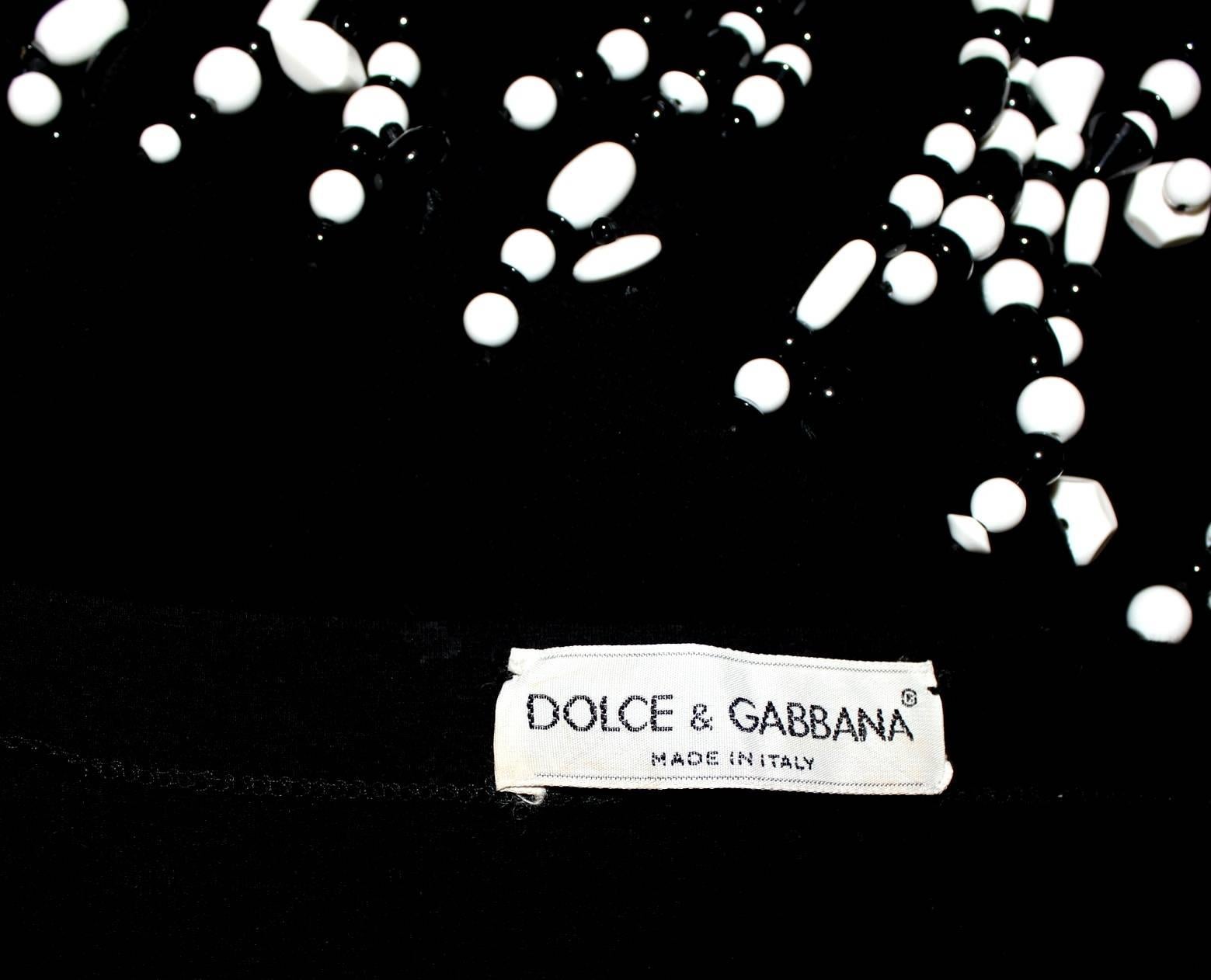 1990 Vintage Dolce & Gabbana Black & White Pearl Fringe Dress 2