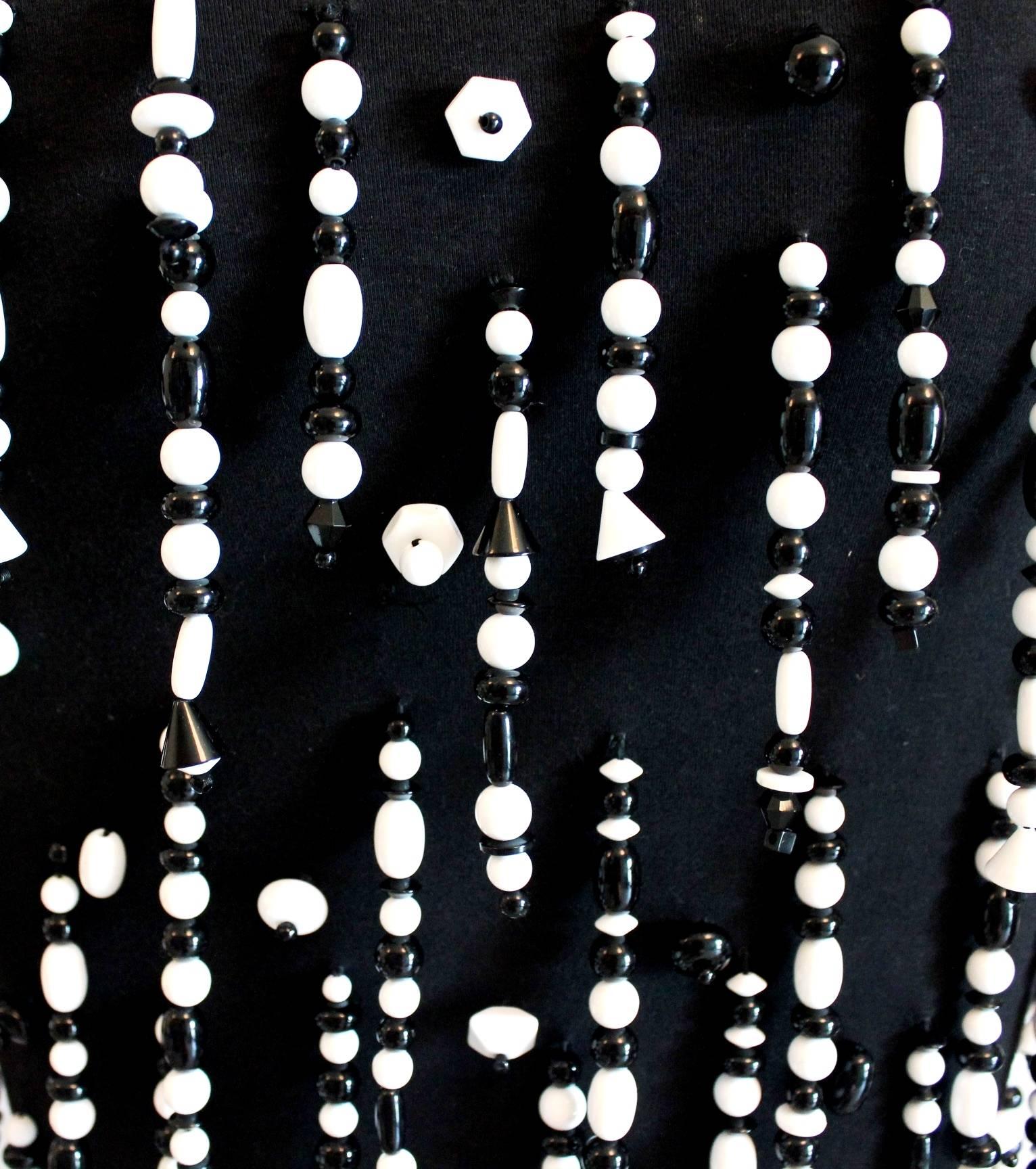 1990 Vintage Dolce & Gabbana Black & White Pearl Fringe Dress 1