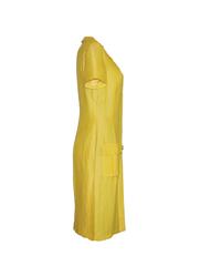 GIANNI VERSACE COUTURE S/S 1999 Yellow Silk & Linen Summer Dress 40 as on Gisele