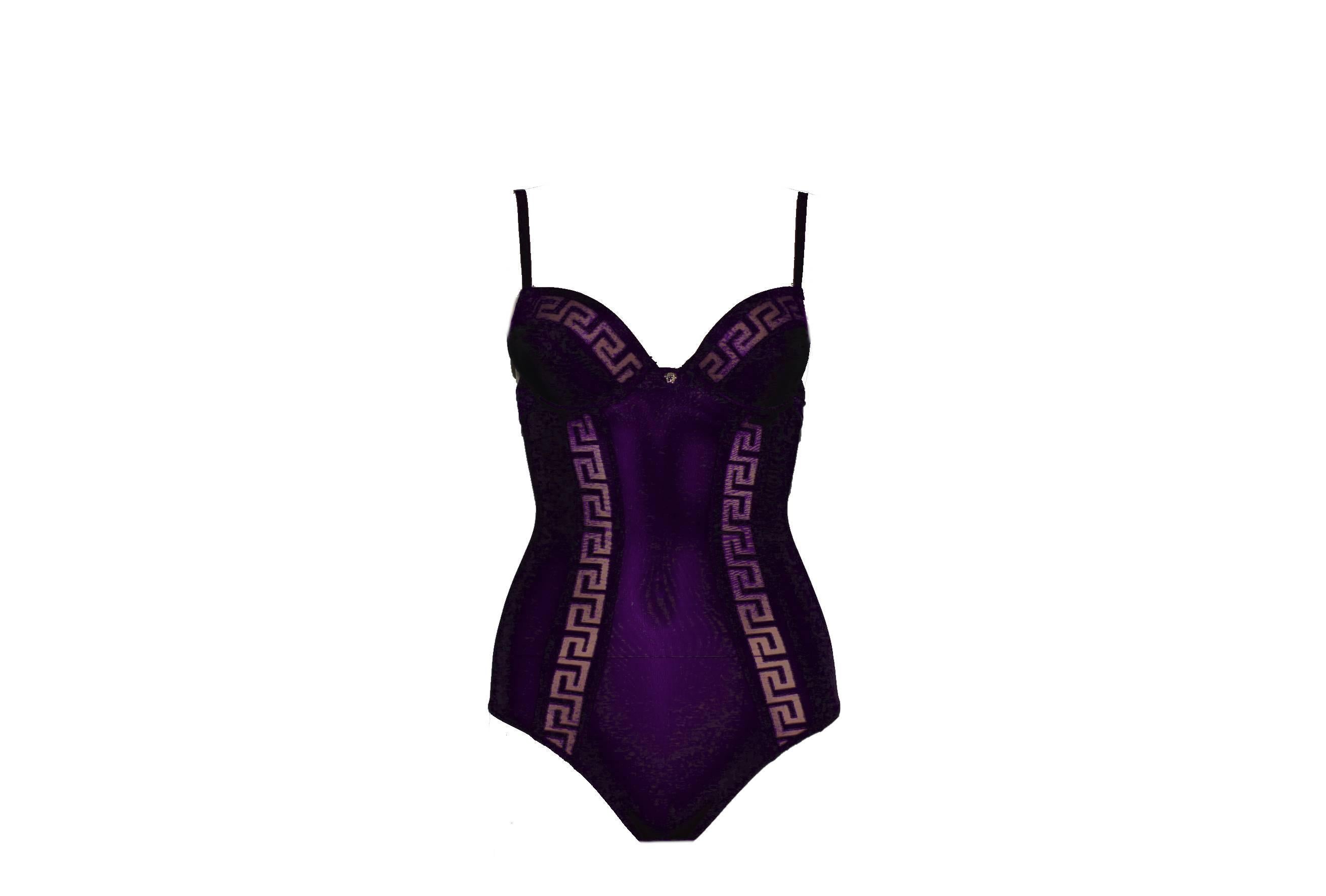 Beautiful purple corset suit by VERSACE
Perfect to wear under a sexy lace dress
Medusa head details on top
Brandnew with hygenic protection in crotch
Made in Italy
Size IT 1, fits best US 4