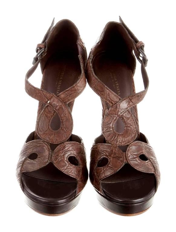 Bottega Veneta Chocolate Brown Crocodile High Heel Sandals at 1stDibs ...