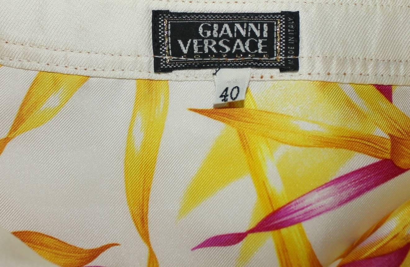 Sexy Gianni Versace Couture Jungle Bamboo Print Silk Skirt 1