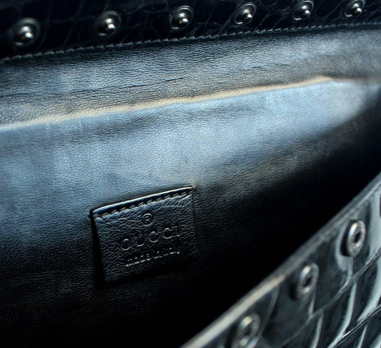 Stunning Black Gucci by Tom Ford Alligator Evening Clutch 2