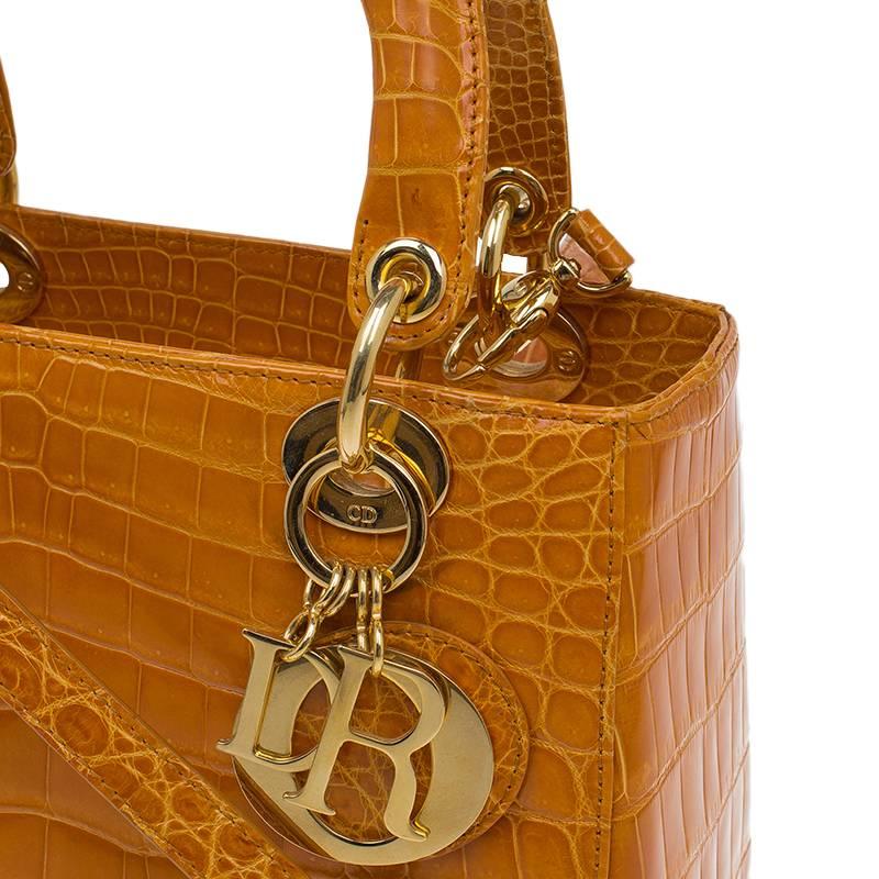 Women's Rare Christian Dior Lady Bag Caramel Alligator Skin