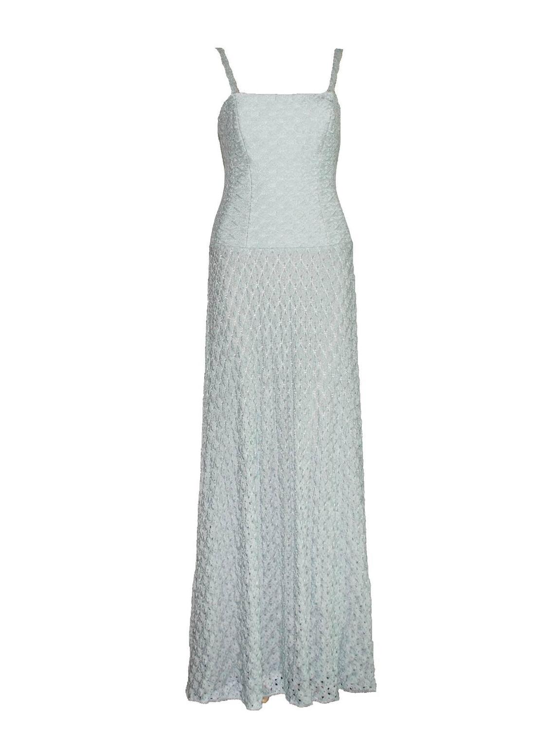 Missoni Babyblue Crochet Knit Corset Evening Gown For Sale at 1stdibs