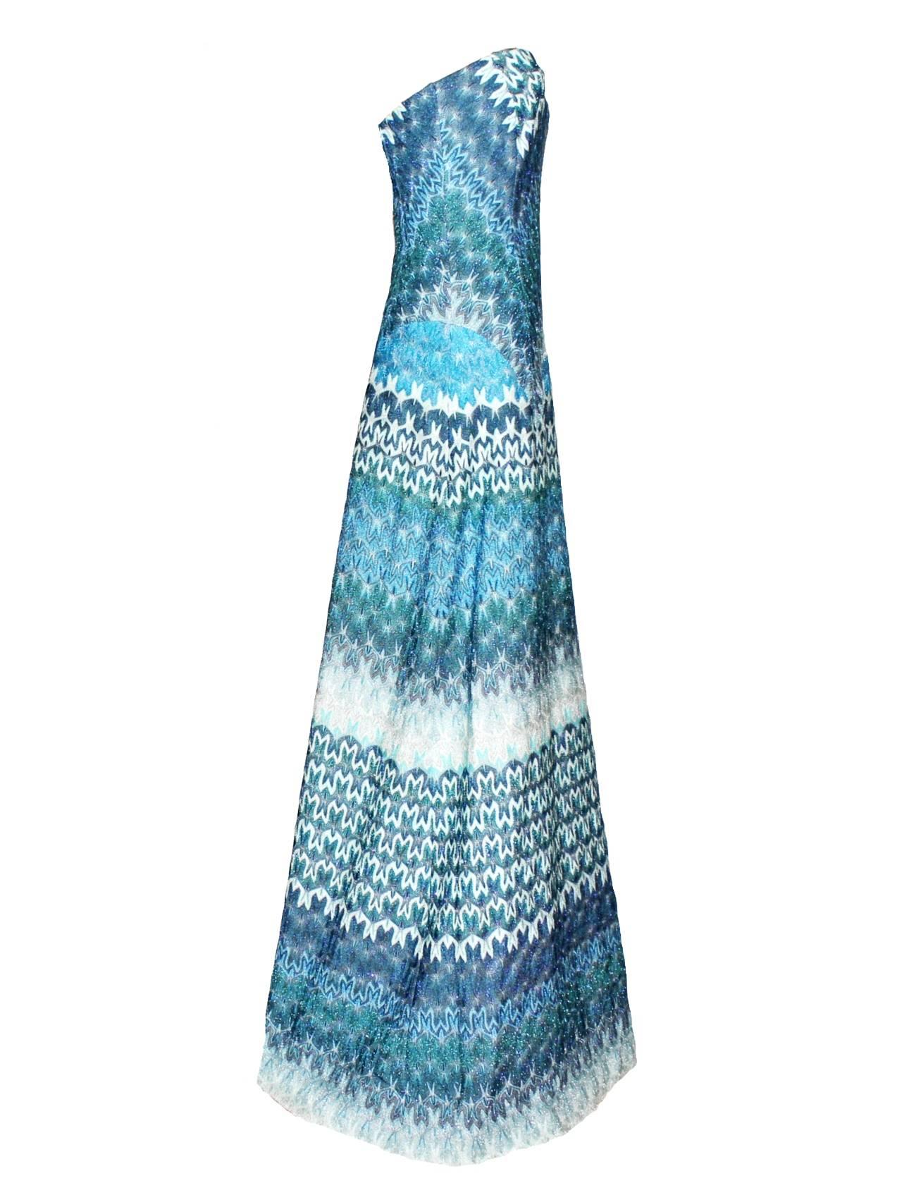  LUXURIOUS

 MISSONI SEAFOAM LUREX EVENING GOWN

A stunning evening gown by MISSONI - impossible to find!
Orange Label - Missoni's exclusivest main collection
Floor sweeping full length
Boned bustier top for a perfect fit
Beautiful