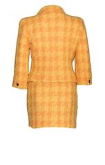 Naomi's Vintage 1990s Chanel Peach Houndstooth Boucle Tweed Skirt Suit