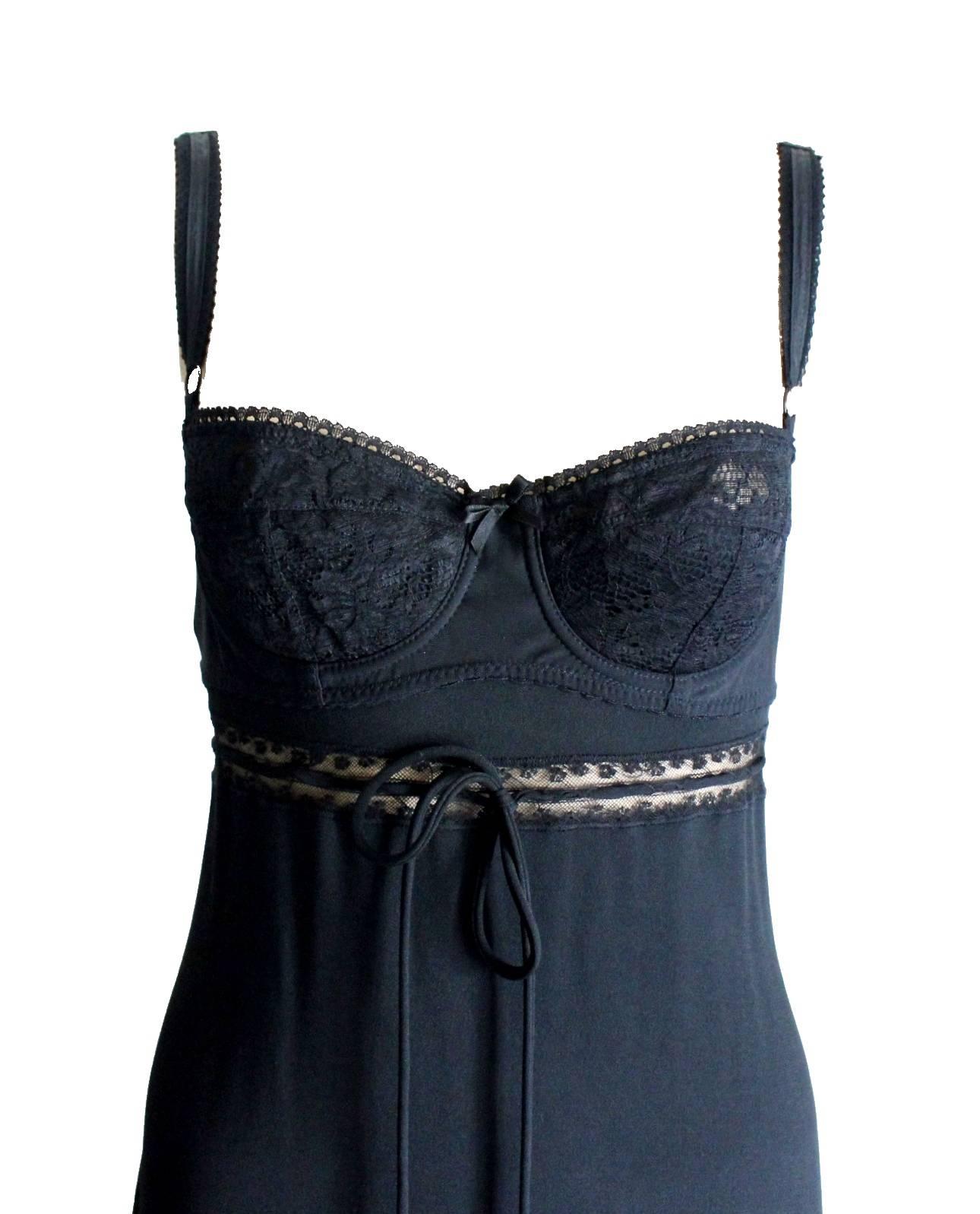 1990s Dolce & Gabbana Black Corset Dress Gown In Excellent Condition In Switzerland, CH