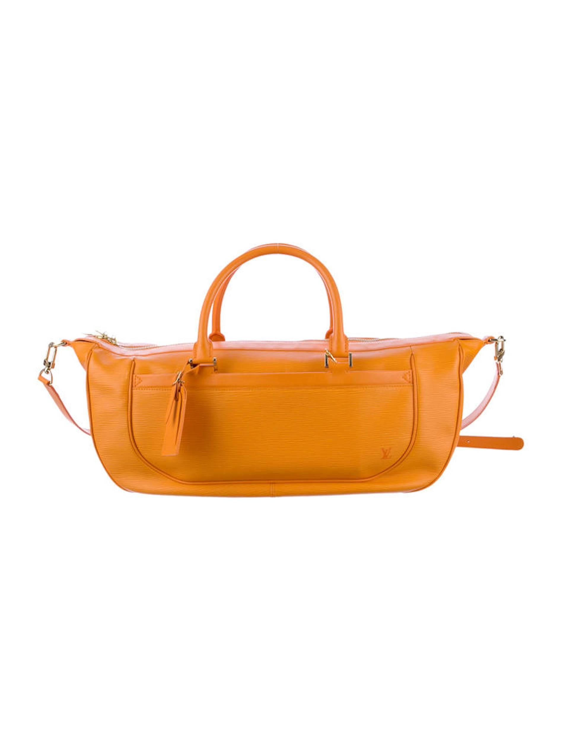 NEW Louis Vuitton Orange Epi Weekender Yoga Sport Bag with Monogram LV ...