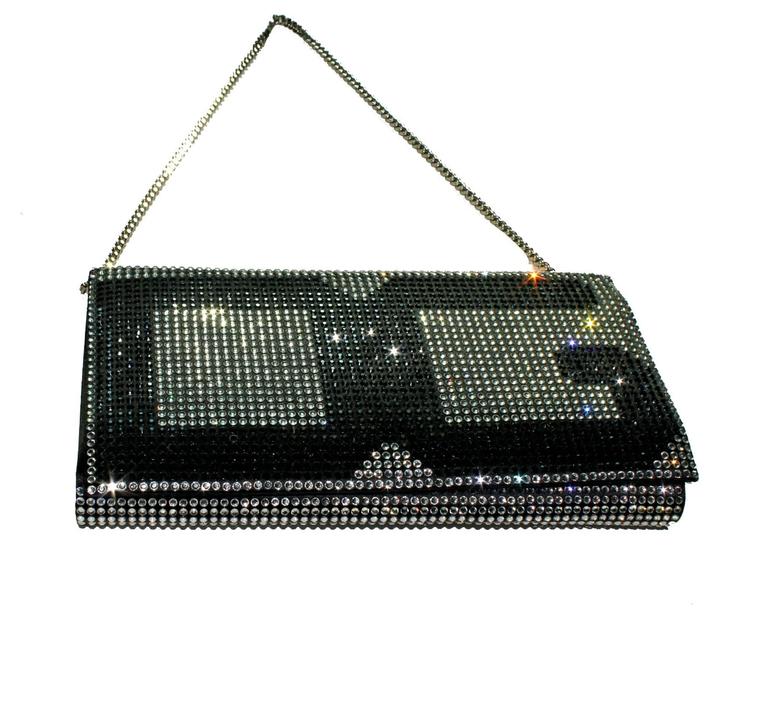 Dolce & Gabbana Black Velvet Crystal Clutch Evening Party Purse Bag main image 0