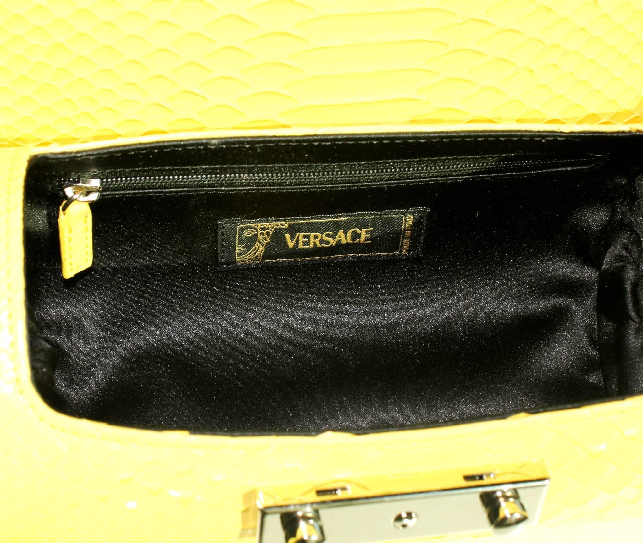 Versace Yellow Python Snakeskin Bag In New Condition In Switzerland, CH