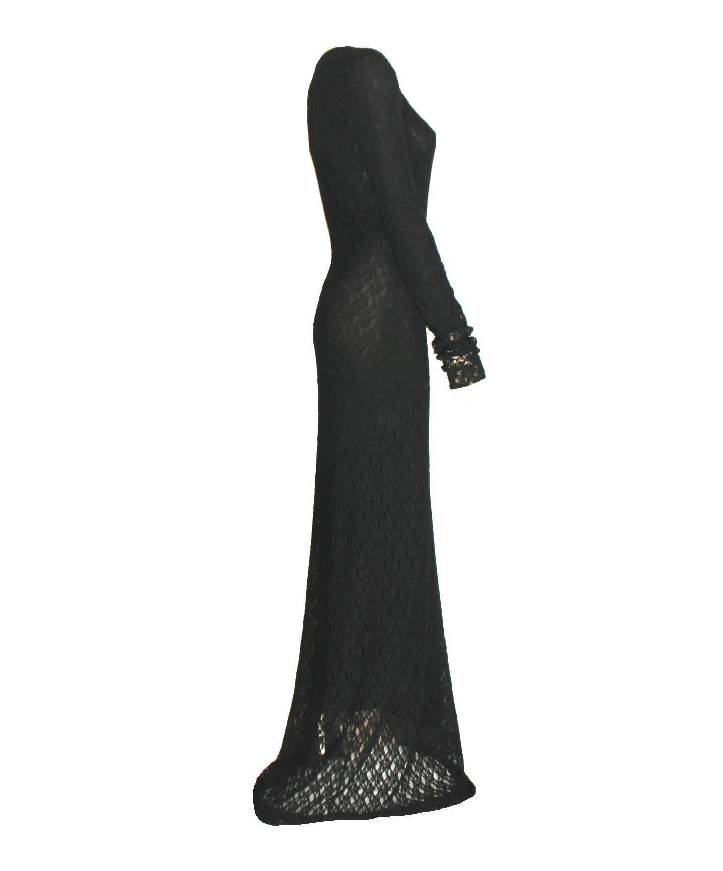 A stunning vintage evening gown by Dolce & Gabbana
This dress dates back to the early 1990s
It is made of a soft 3D structure crochet knit and fully lined
Long sleeves
Full length
A beautiful addition to every wardrobe
