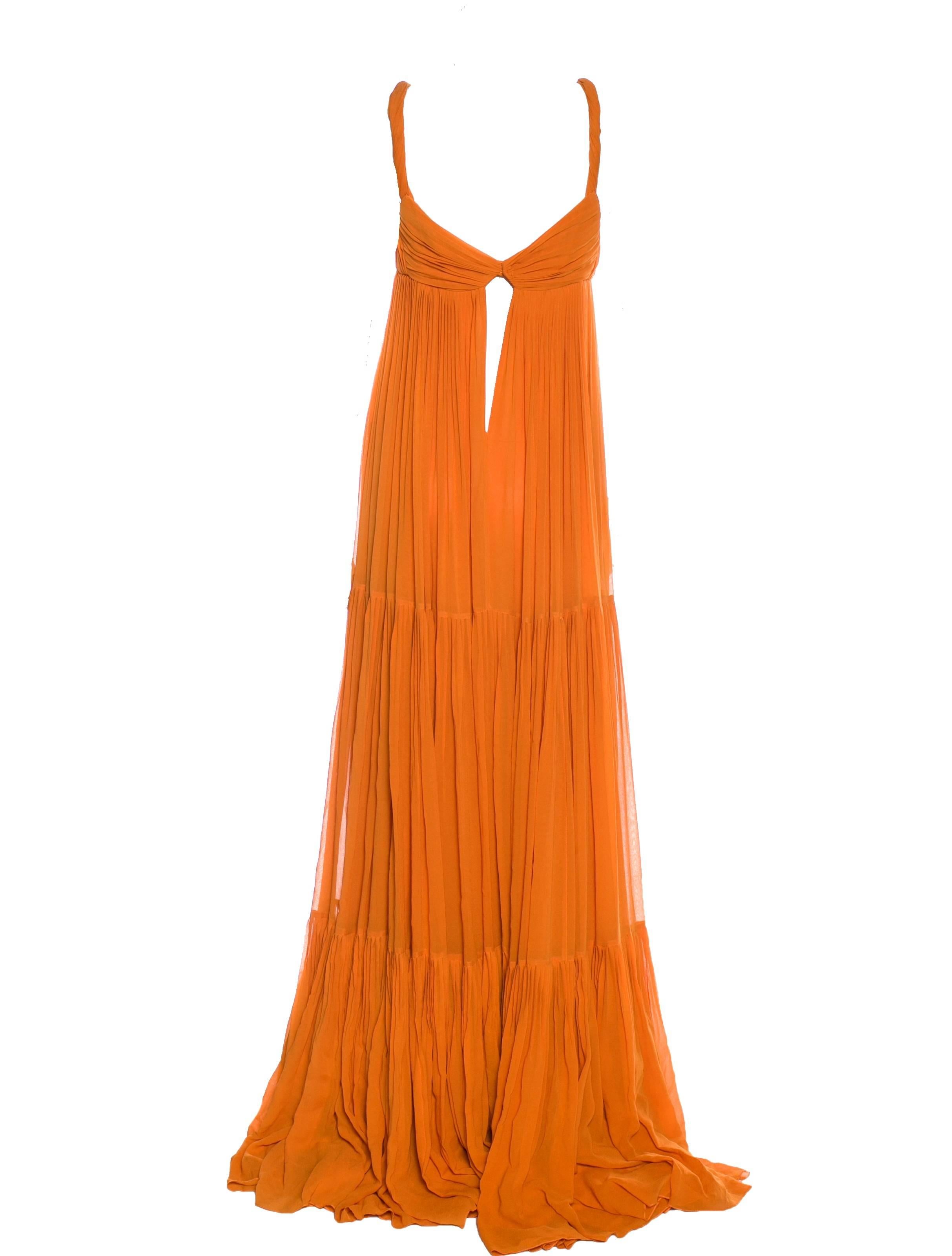 Stunning orange Gucci evening gown
Seen on Blake Lively
A truly gorgeous piece
Layered finest silk
Plisee details
Full length
Gold hardware details on straps
100% Silk
Special Dry Clean only
This gown retailed at Gucci for 7499$