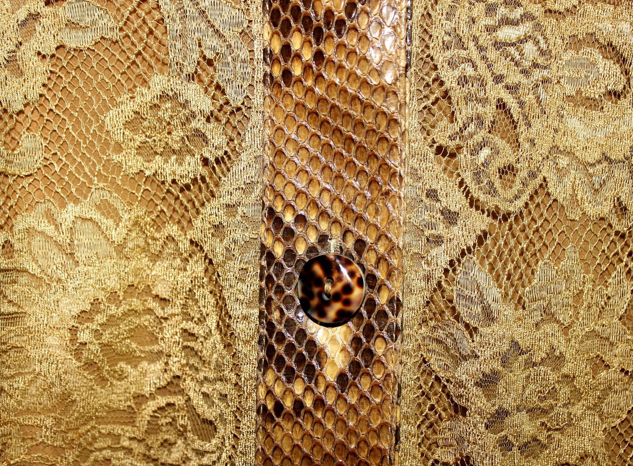 Unique Dolce & Gabbana Python Snakeskin Lace Tortoise Dress Gown In New Condition In Switzerland, CH