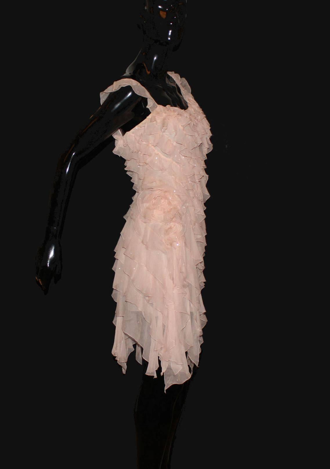     Gorgeous nude pink ATELIER VERSACE dress
ATELIER VERSACE is the Haute Couture Line by Versace
    Asymmetric style
    Beautiful ruched details
    Embroidered with sequins
    Rose flower detail
    Closes with a hidden zip
Dry Clean Only
Made