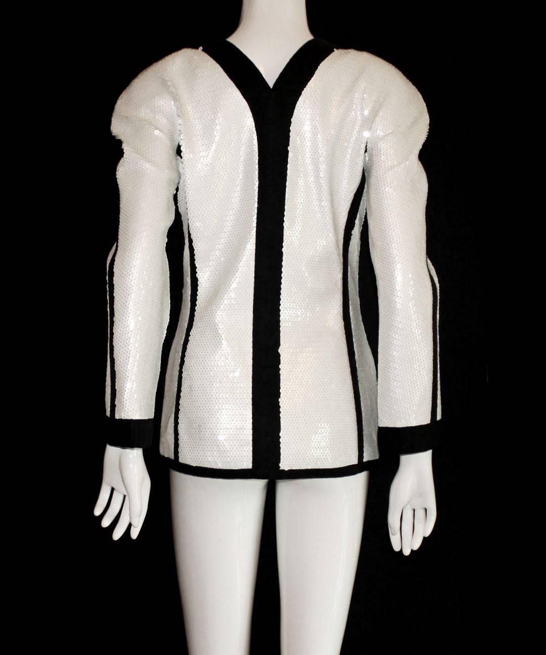 Rare Museum Piece 1990s Chanel Sequin Jacket shown at Met Museum 2005 Exhibition In Good Condition For Sale In Switzerland, CH