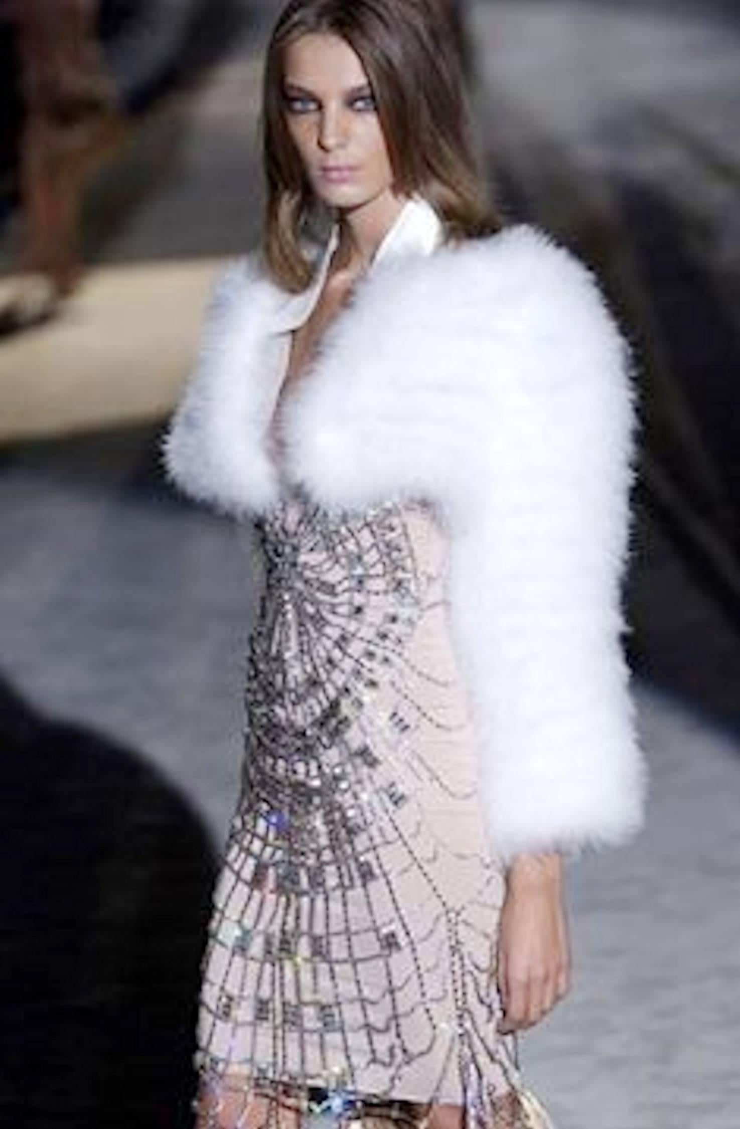 Gucci by Tom Ford SS 2004 White Marabou Feather Bolero Jacket 2