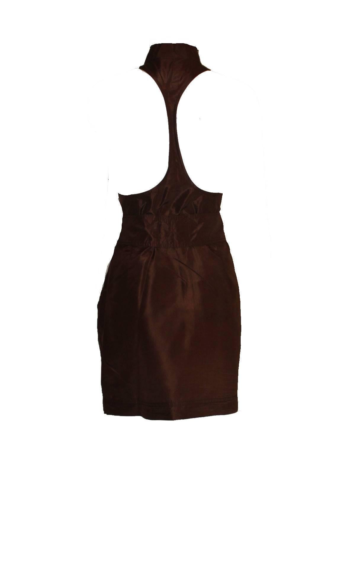 Black Gucci Tom Ford Spring 2003 Chocolate Brown Taffeta Dress