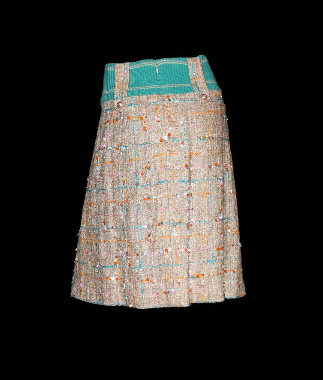 embroidered tweed mini skirt