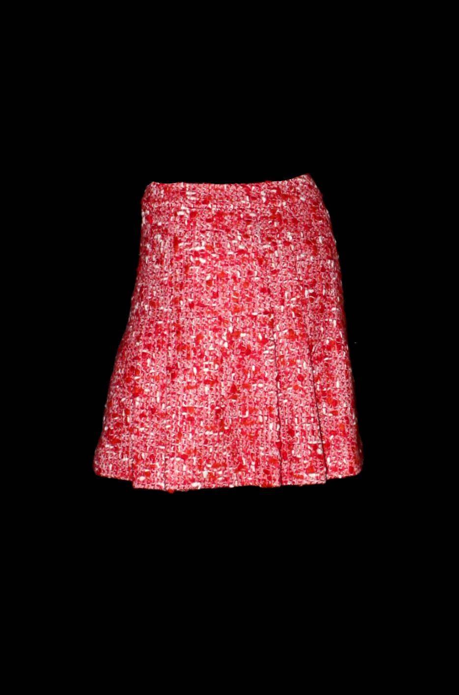 Pink Superbe Chanel Fantasy Tweed Lesage CC Logo Faux Wrap Skirt Seen on Kendall