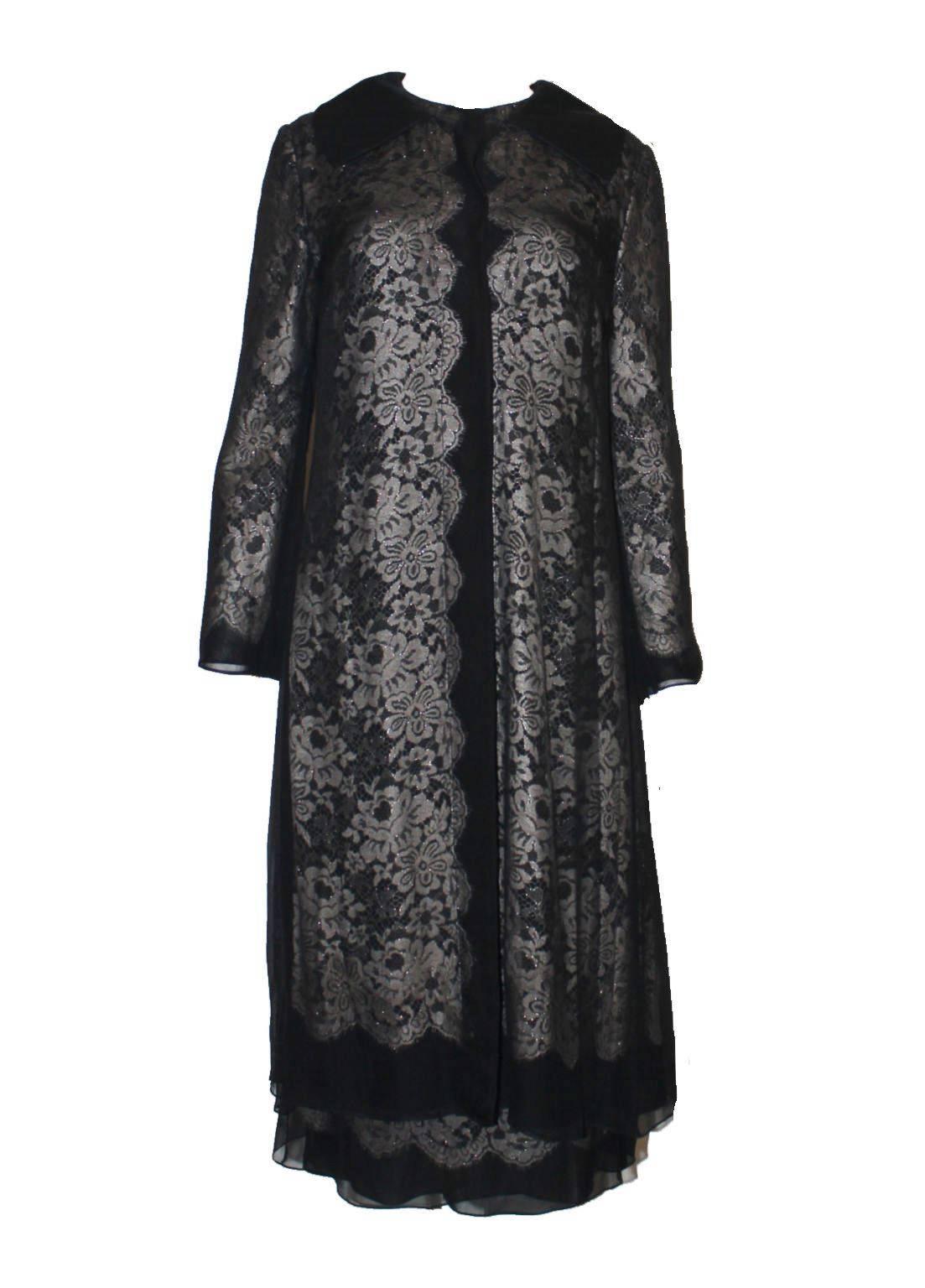 Black NEW Dolce & Gabbana Silk & Lace Bone Corset Dress, Coat & Brooch Ensemble 3PCS For Sale